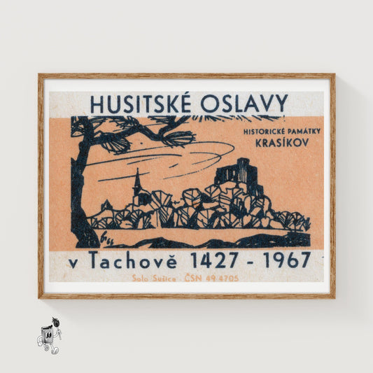 Hussite Celebration - vintage matchbox label print