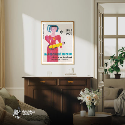 Traditional Woman - vintage matchbox label print - living room mockup