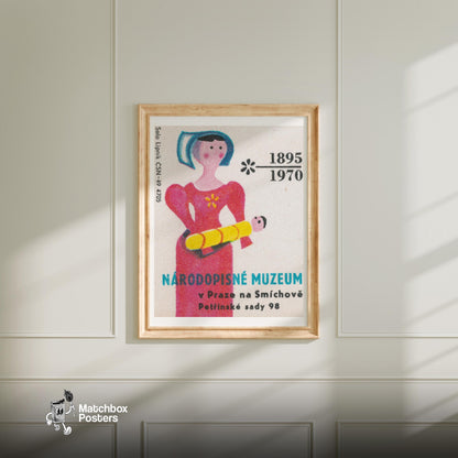 Traditional Woman - vintage matchbox label print - bedroom mockup