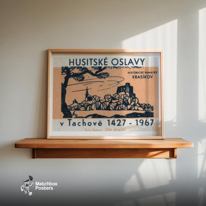 Hussite Celebration - vintage matchbox label print - size comparison