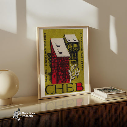 Red House - vintage matchbox label print - size comparison