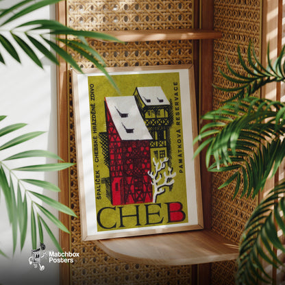 Red House - vintage matchbox label print - office wall