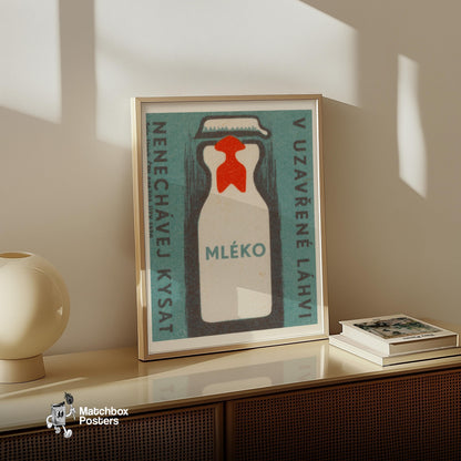 Milk Bottle - vintage matchbox label print - size comparison