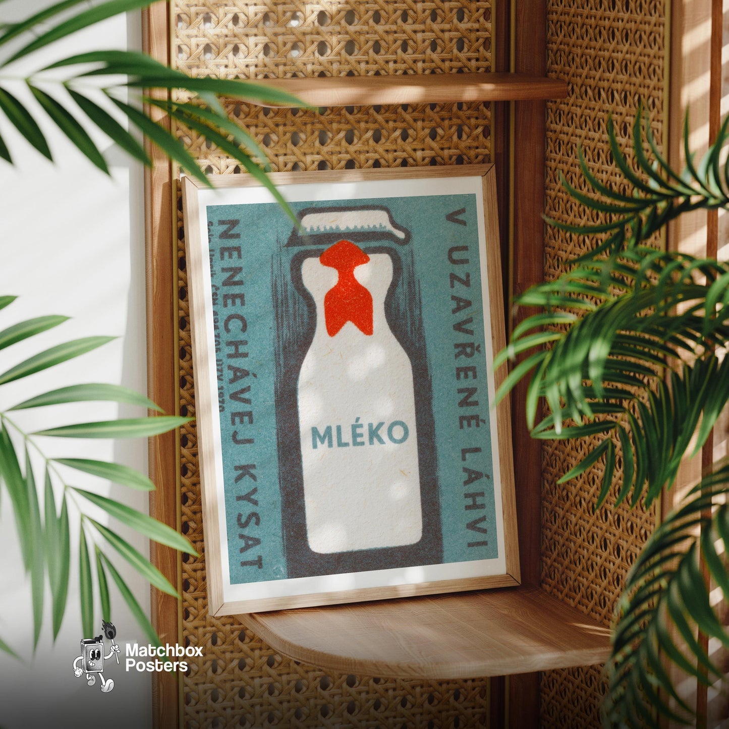 Milk Bottle - vintage matchbox label print - office wall