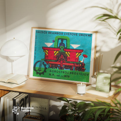 World Class Potato Planters - vintage matchbox label print - office wall
