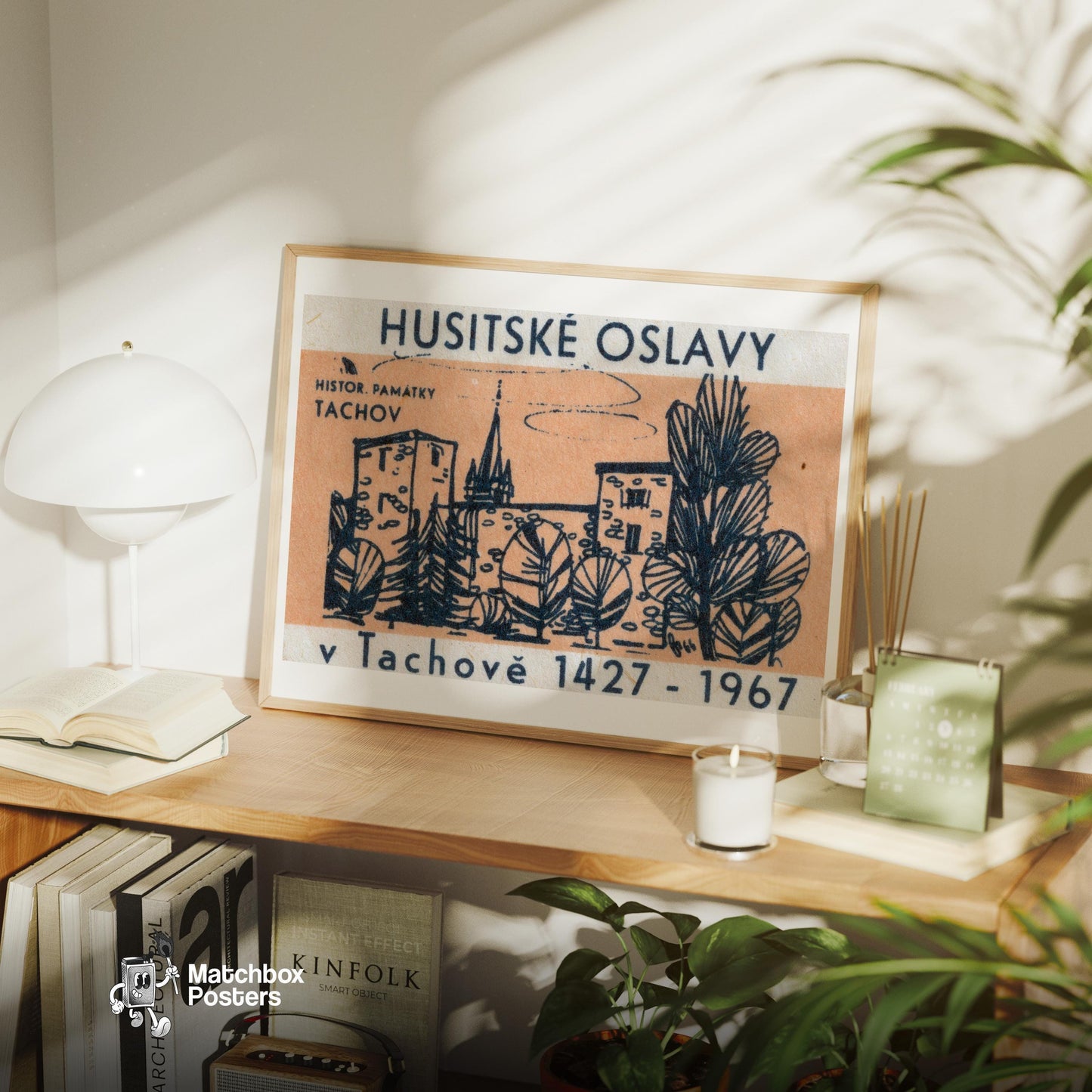 Stone Building - vintage matchbox label print - office wall