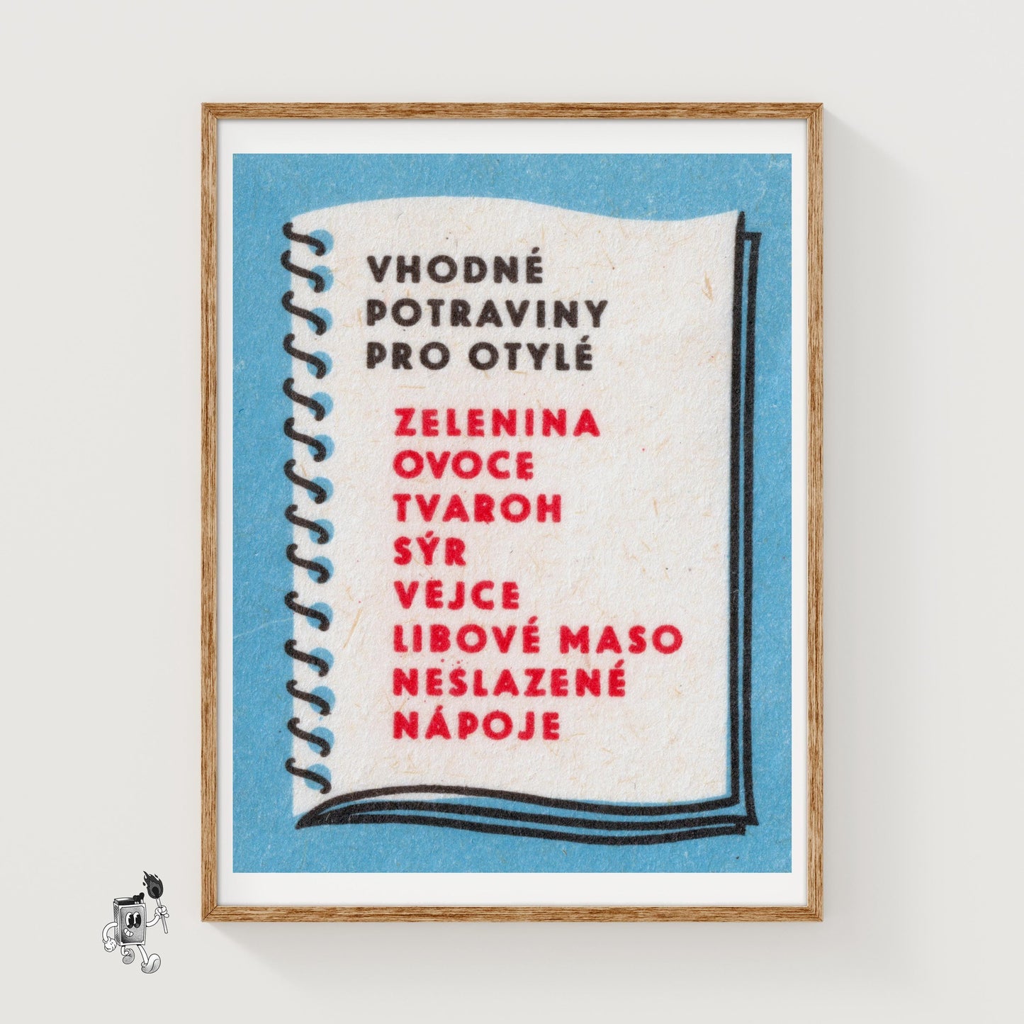 Text Czechoslovakia Mid-Century Matchbox Label - vintage matchbox label print