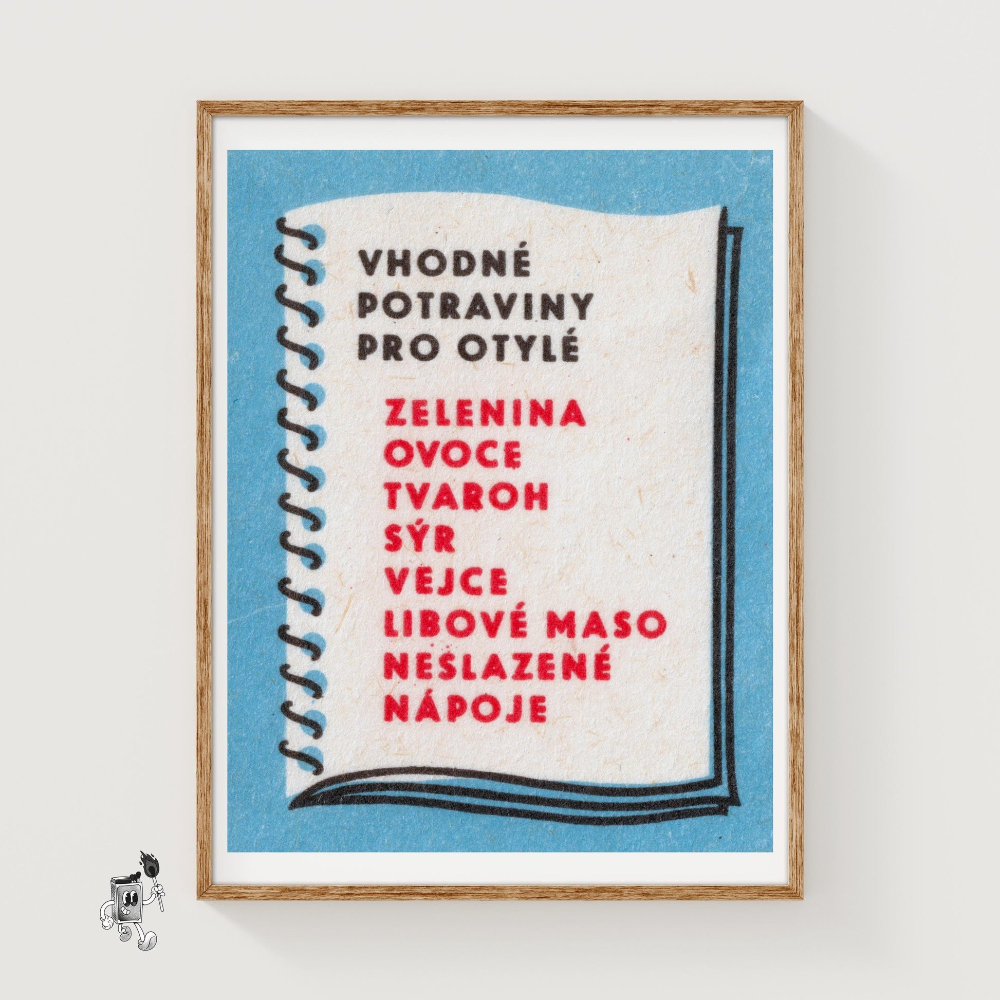 Text Czechoslovakia Mid-Century Matchbox Label - vintage matchbox label print