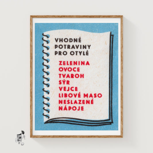 Text Czechoslovakia Mid-Century Matchbox Label - vintage matchbox label print