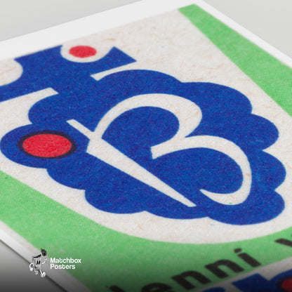 Blue Grape Wine Bar - vintage matchbox label print - close-up detail