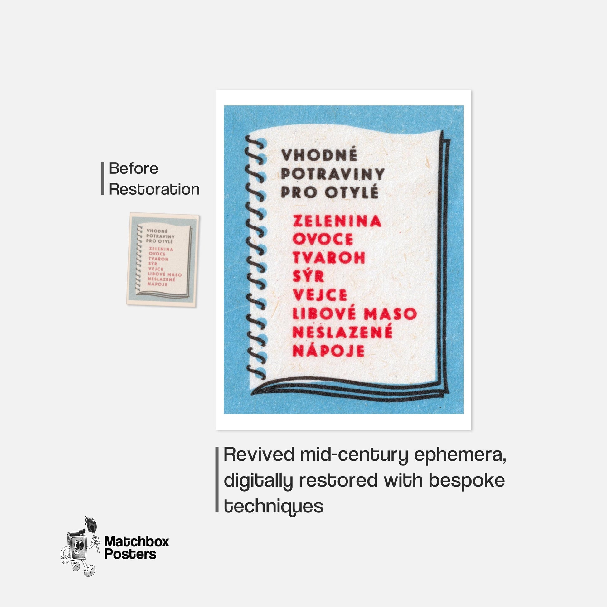 Text Czechoslovakia Mid-Century Matchbox Label - vintage matchbox label print - framed wall art preview