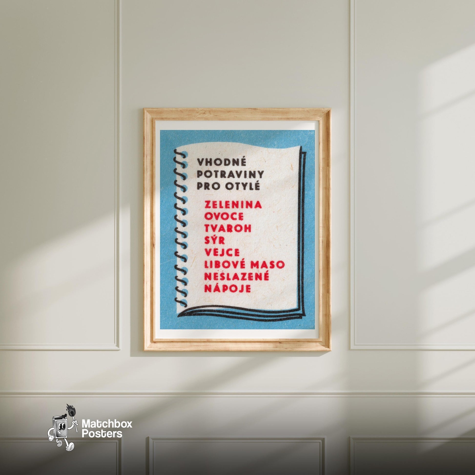 Text Czechoslovakia Mid-Century Matchbox Label - vintage matchbox label print - bedroom mockup