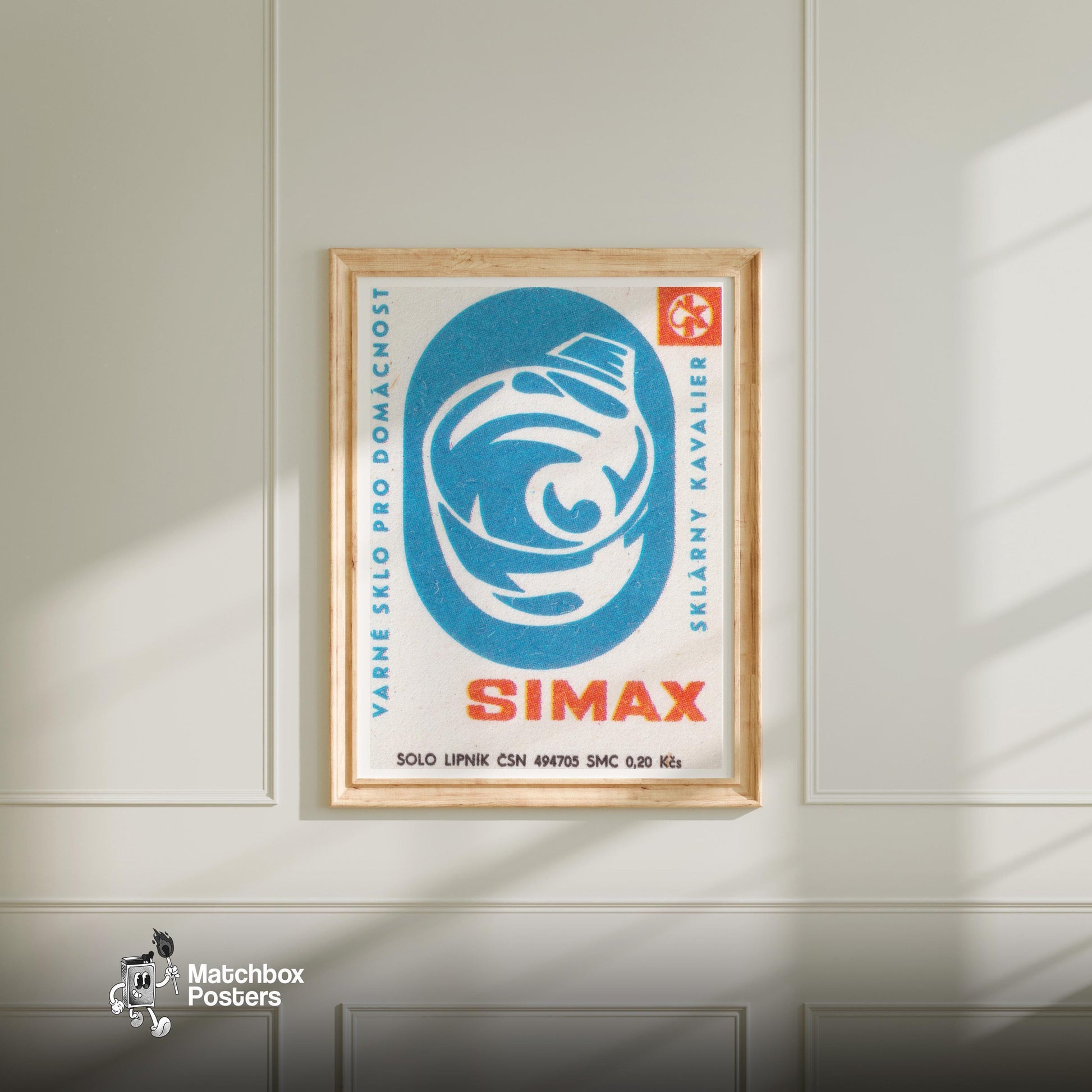 Household Glassware - vintage matchbox label print - bedroom mockup