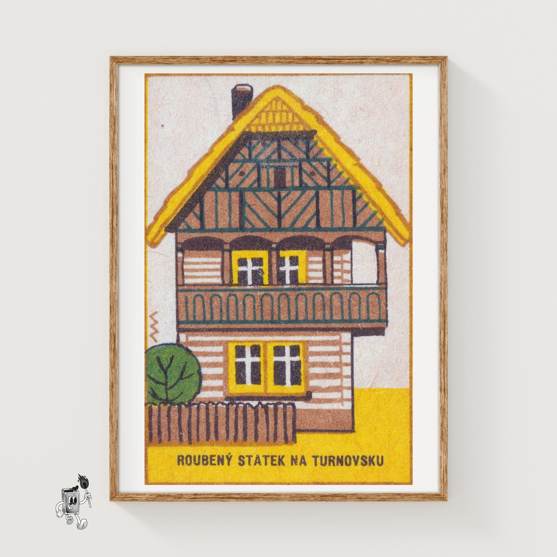 Log Farmhouse - vintage matchbox label print