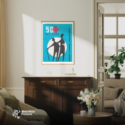 Elderly Care - vintage matchbox label print - living room mockup