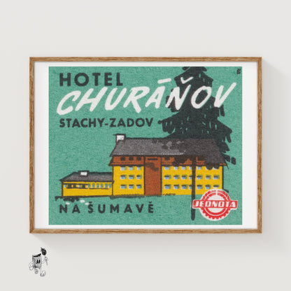 Hotel Churanov - vintage matchbox label print