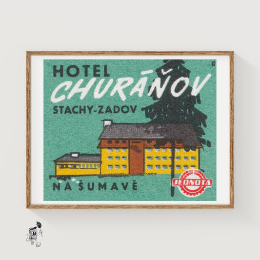 Hotel Churanov - vintage matchbox label print