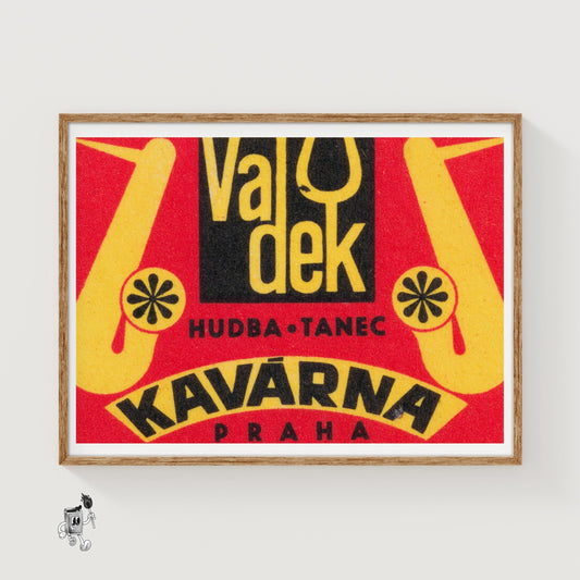 Music and Dance Cafe - vintage matchbox label print