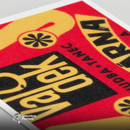 Music and Dance Cafe - vintage matchbox label print - close-up detail