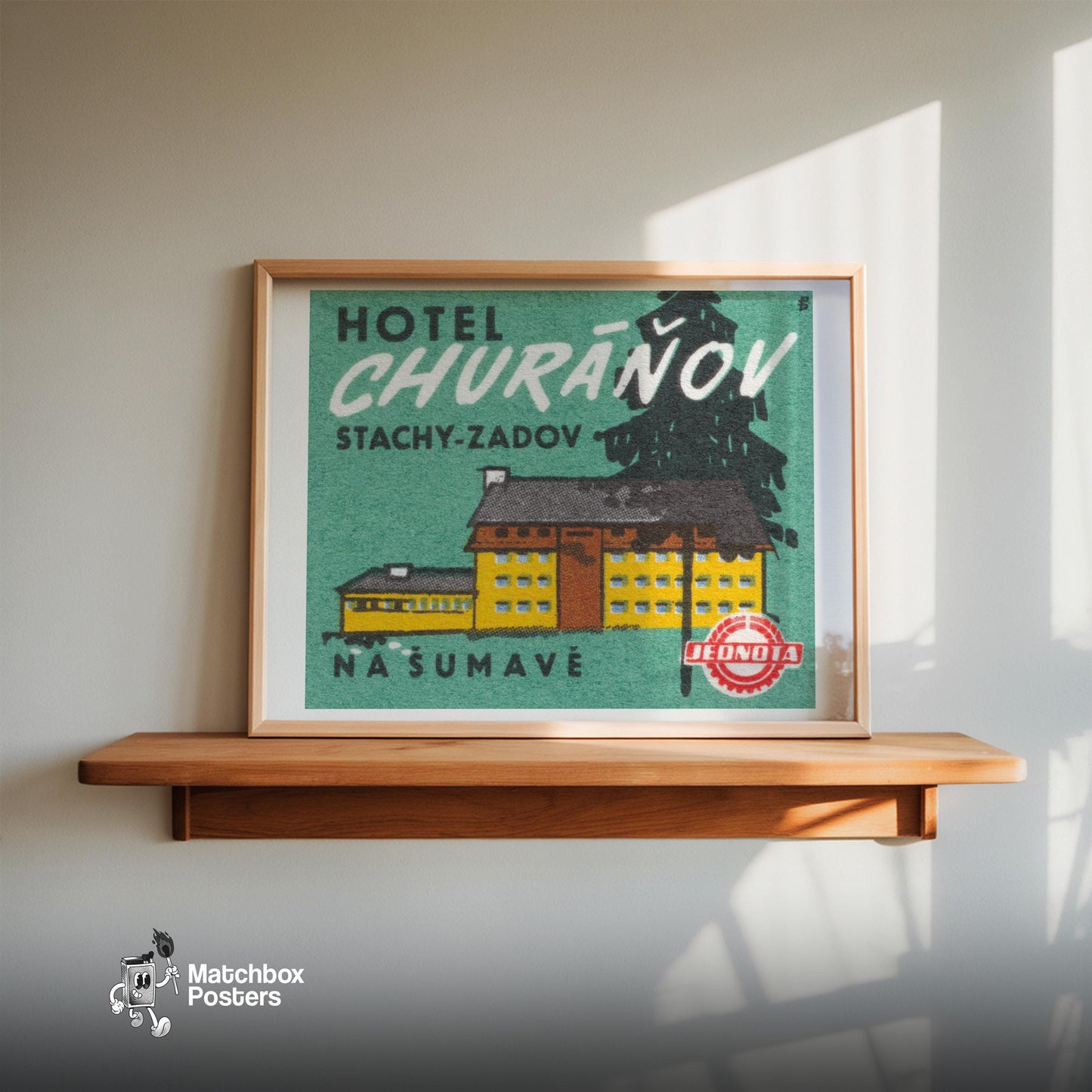 Hotel Churanov - vintage matchbox label print - size comparison