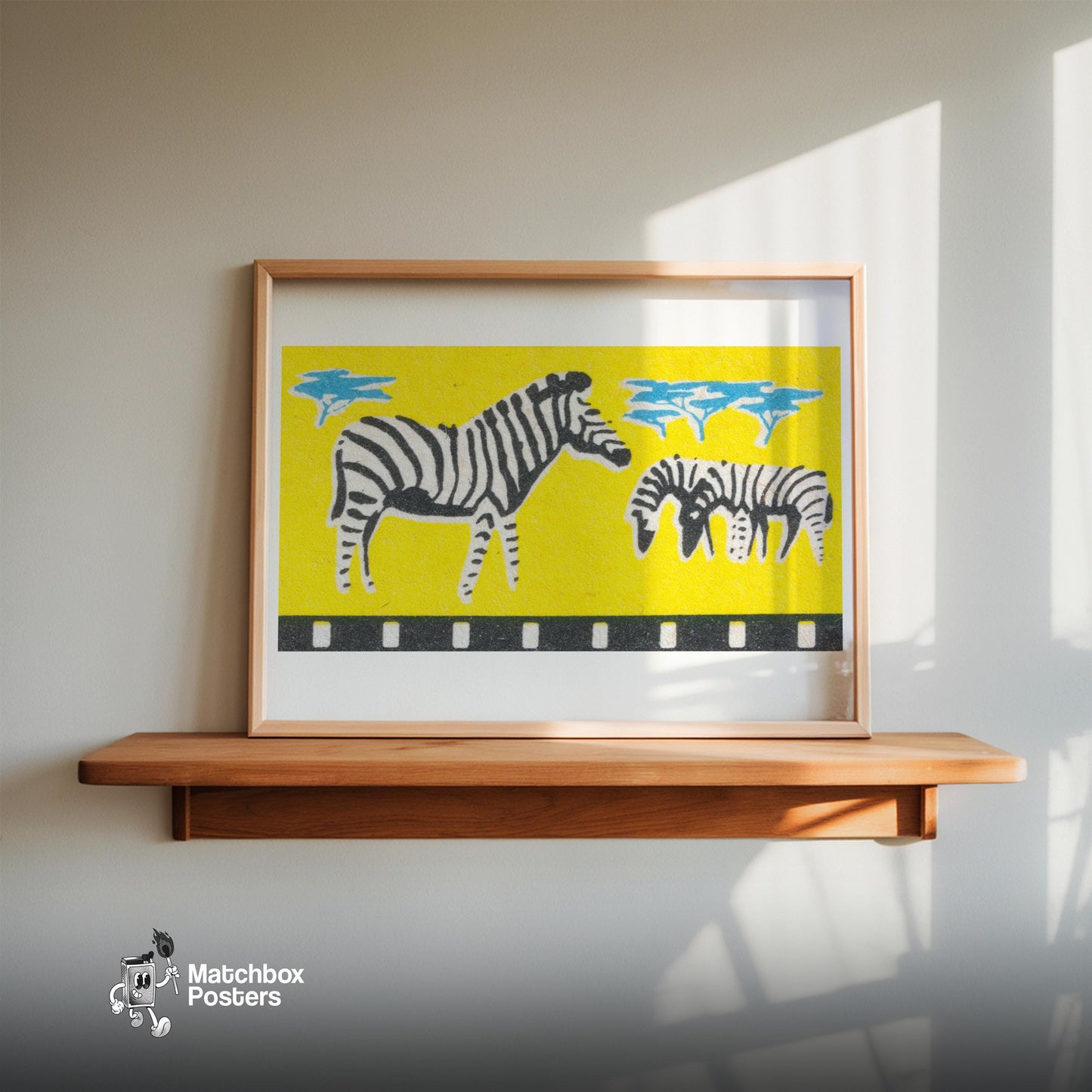Zebras: Vintage - vintage matchbox label print - size comparison