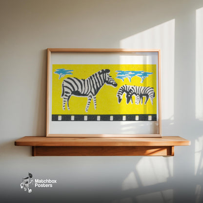 Zebras: Vintage - vintage matchbox label print - size comparison