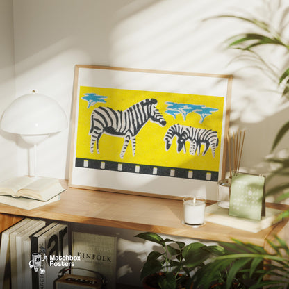 Zebras: Vintage - vintage matchbox label print - office wall
