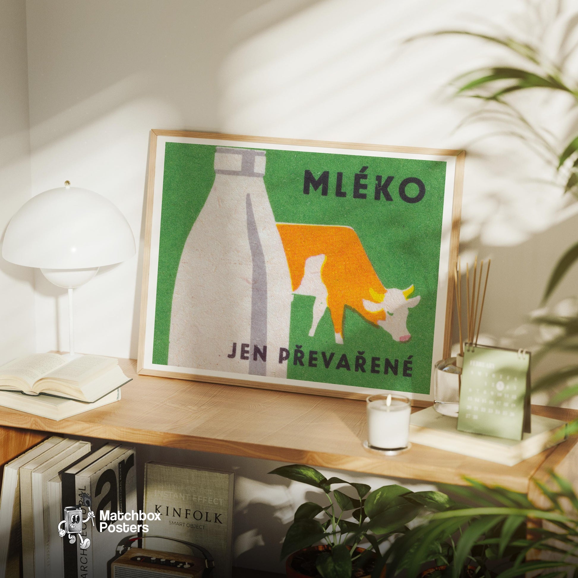 Milk Cow - vintage matchbox label print - office wall