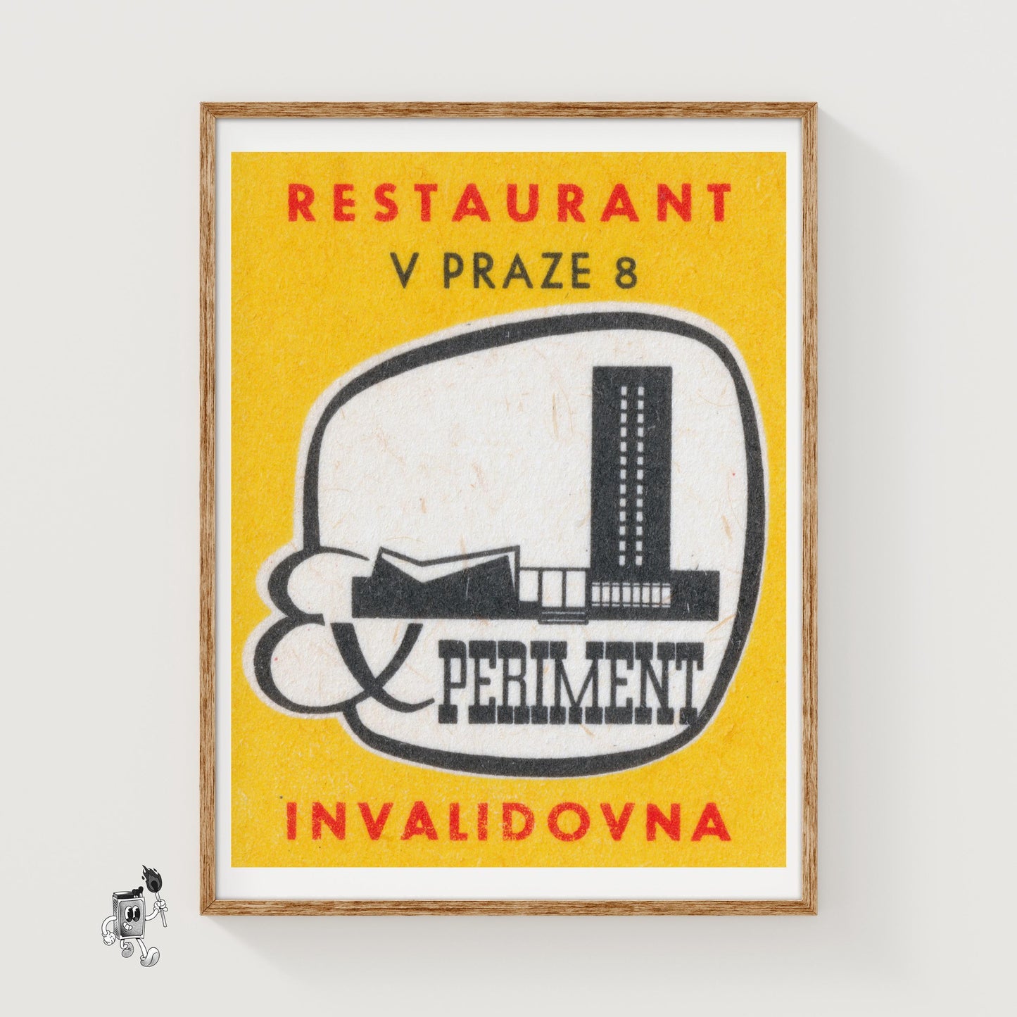 Modern Building - vintage matchbox label print