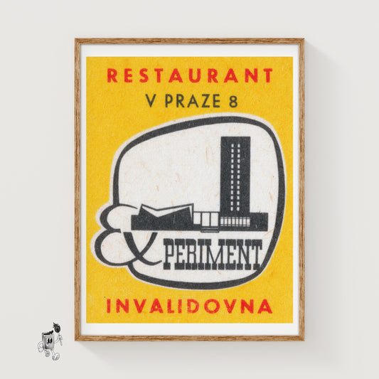 Modern Building - vintage matchbox label print