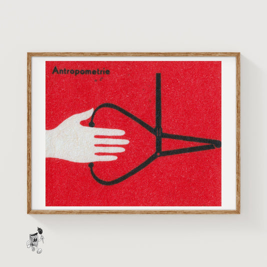 Hand Holding Anthropometric Caliper - vintage matchbox label print