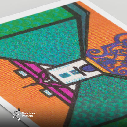 Building - vintage matchbox label print - close-up detail