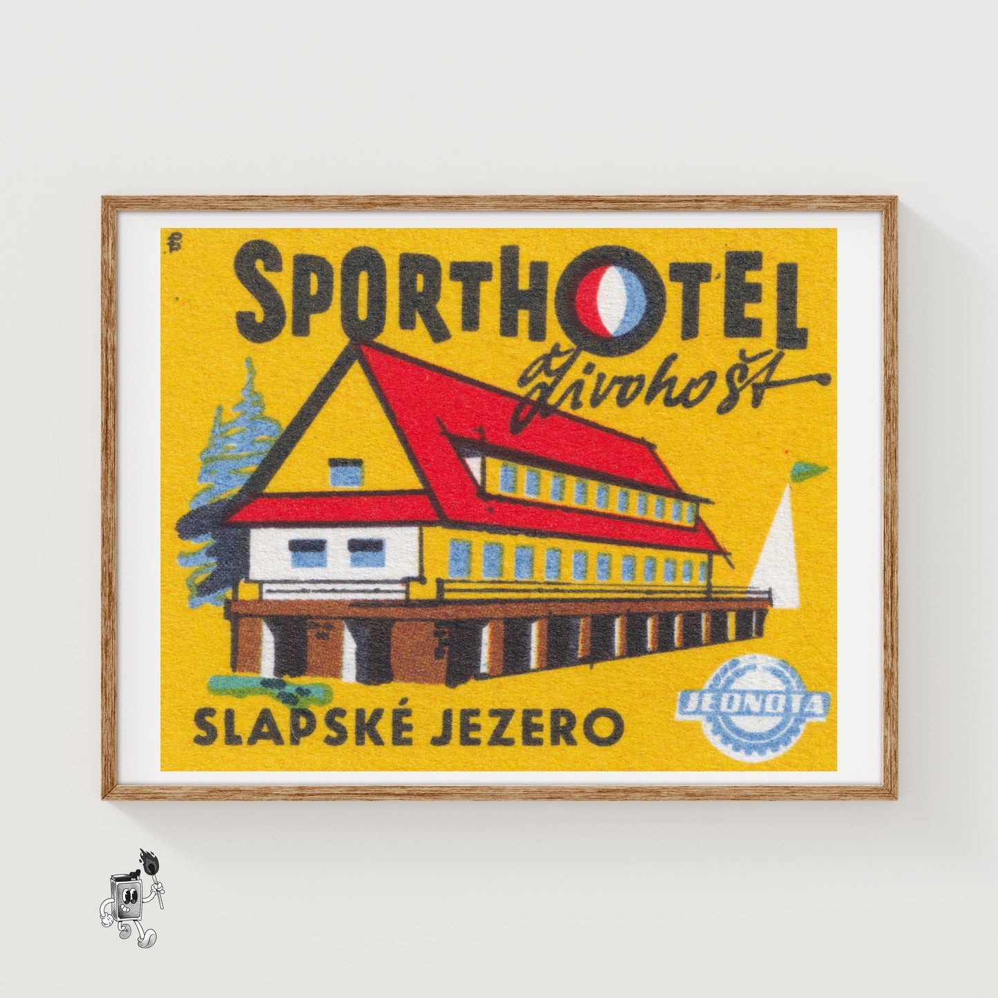 Sport Hotel - vintage matchbox label print