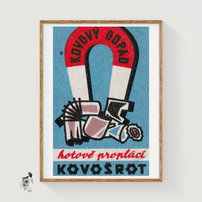 Magnetic Scrap Metal - vintage matchbox label print