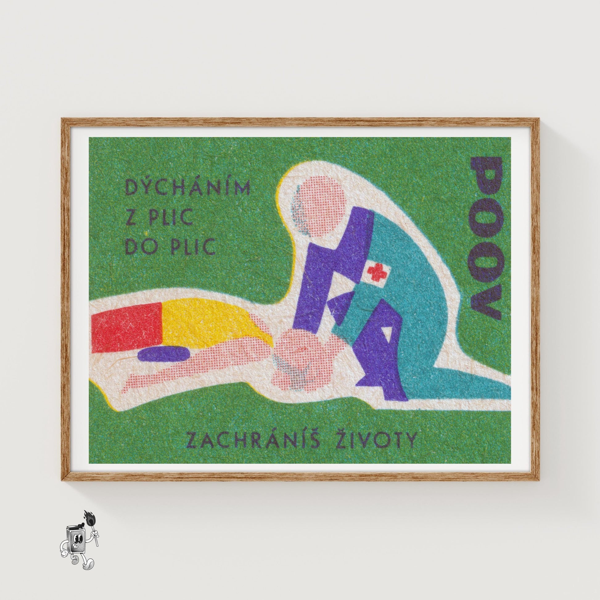 CPR Training - vintage matchbox label print