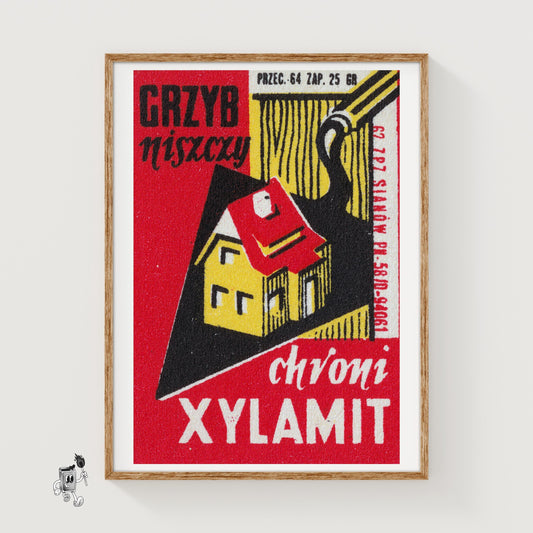 Protect Houses From Fungus - vintage matchbox label print