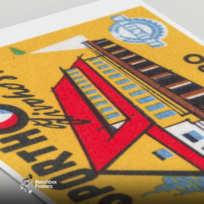 Sport Hotel - vintage matchbox label print - close-up detail