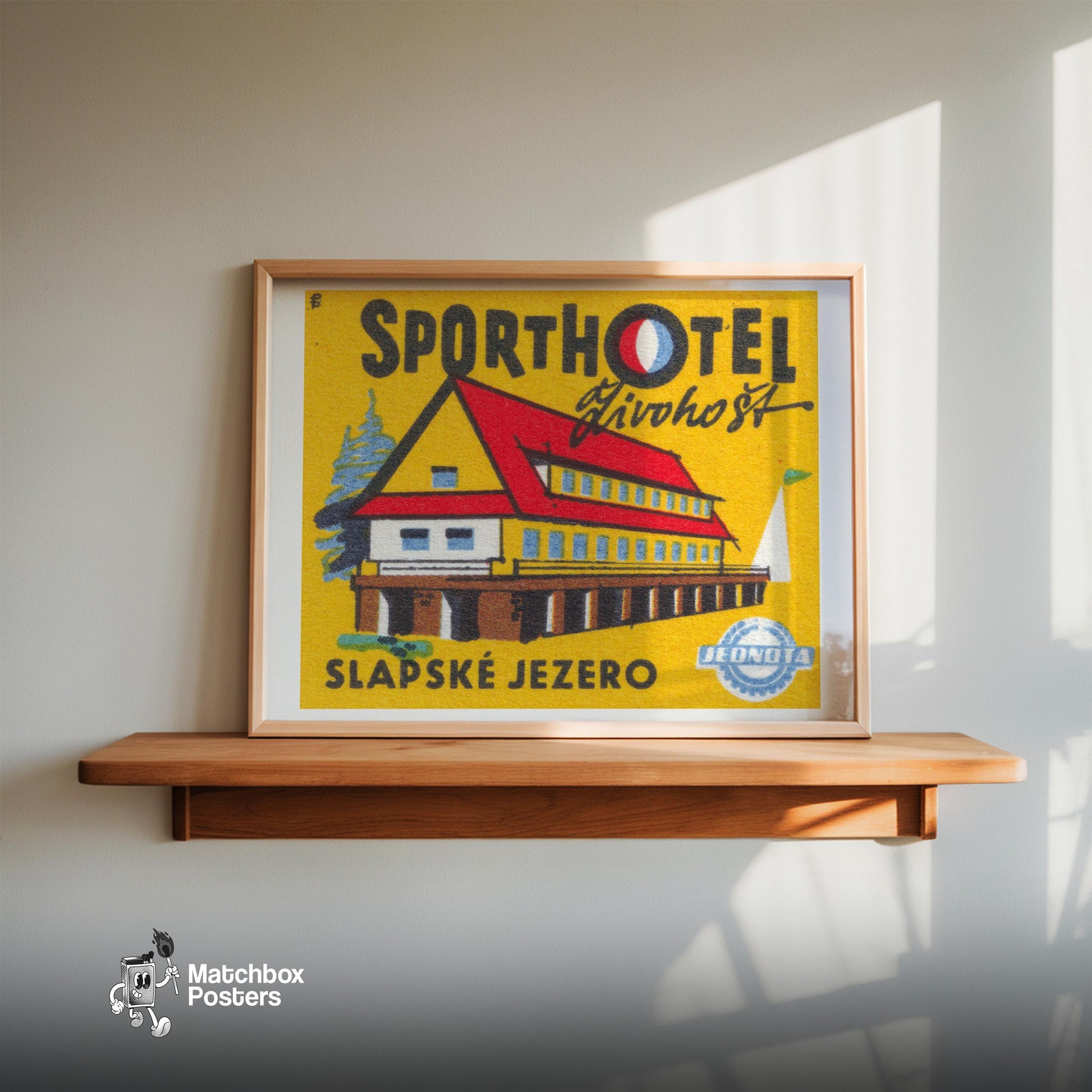 Sport Hotel - vintage matchbox label print - size comparison