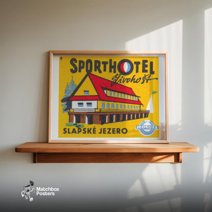 Sport Hotel - vintage matchbox label print - size comparison