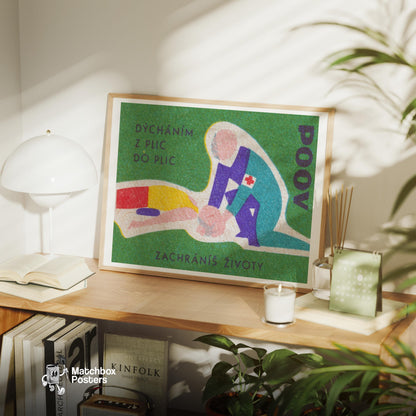 CPR Training - vintage matchbox label print - office wall