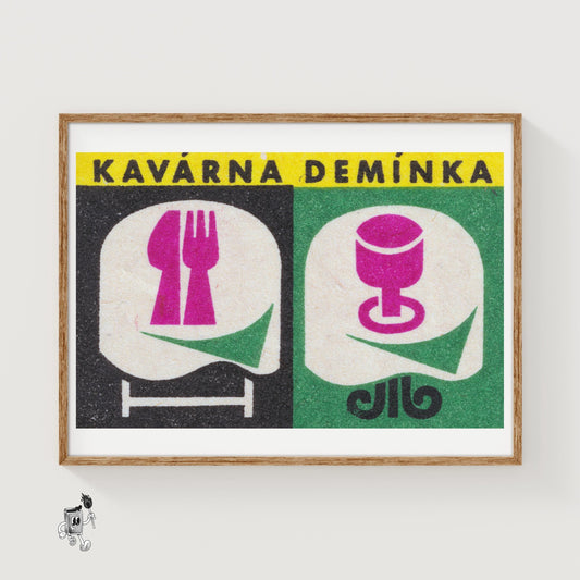Cafe Deminka - vintage matchbox label print