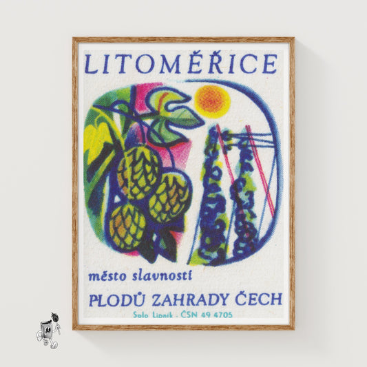 Hops and Trellises - vintage matchbox label print