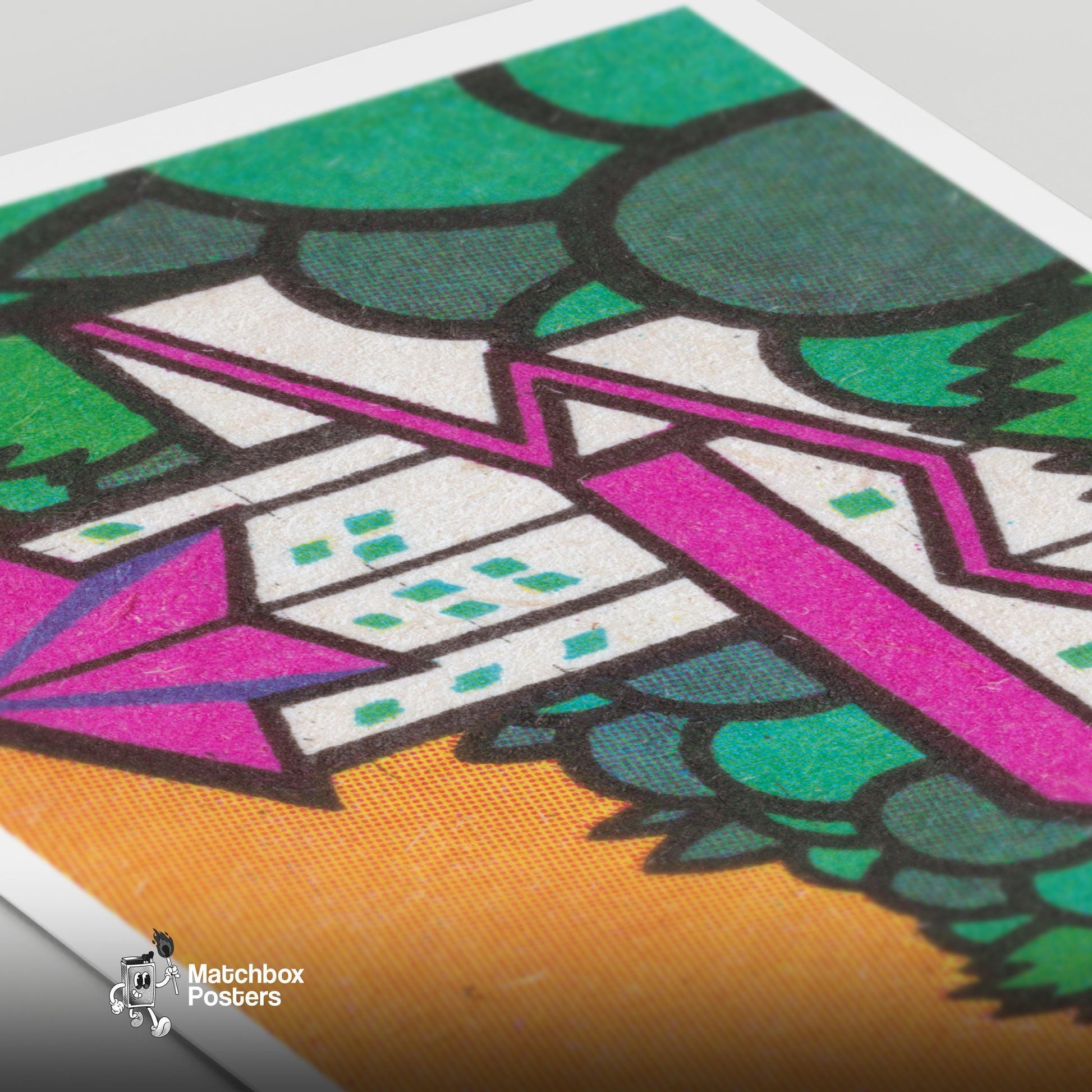 Forest Palace - vintage matchbox label print - close-up detail