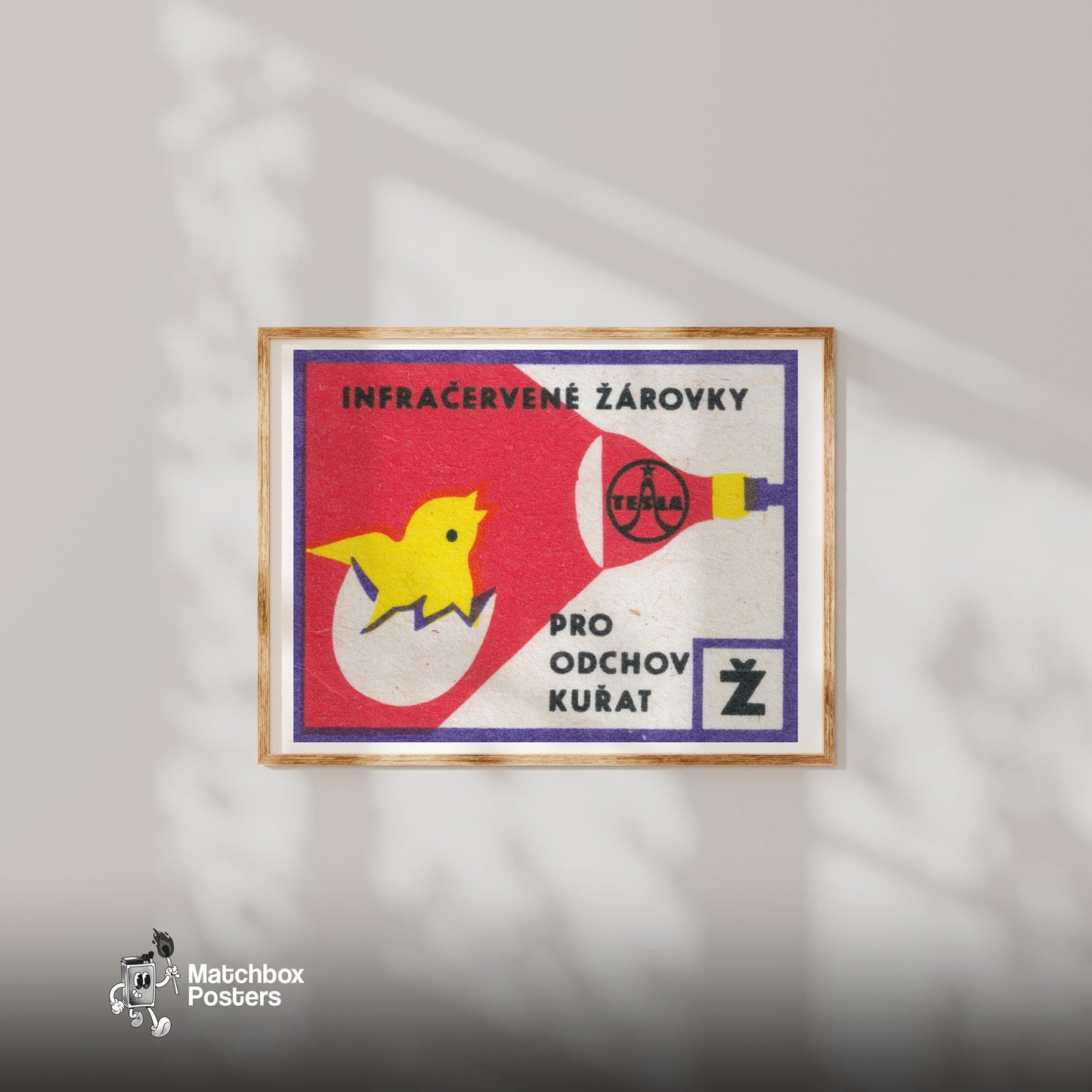 Hatching Chicks - vintage matchbox label print - bedroom mockup