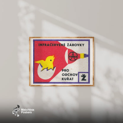 Hatching Chicks - vintage matchbox label print - bedroom mockup