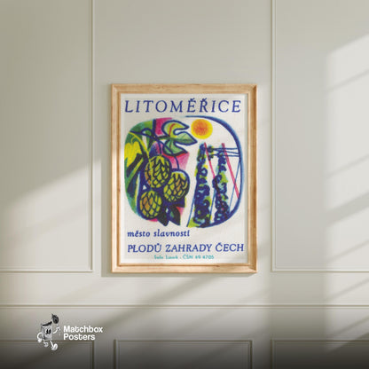 Hops and Trellises - vintage matchbox label print - bedroom mockup
