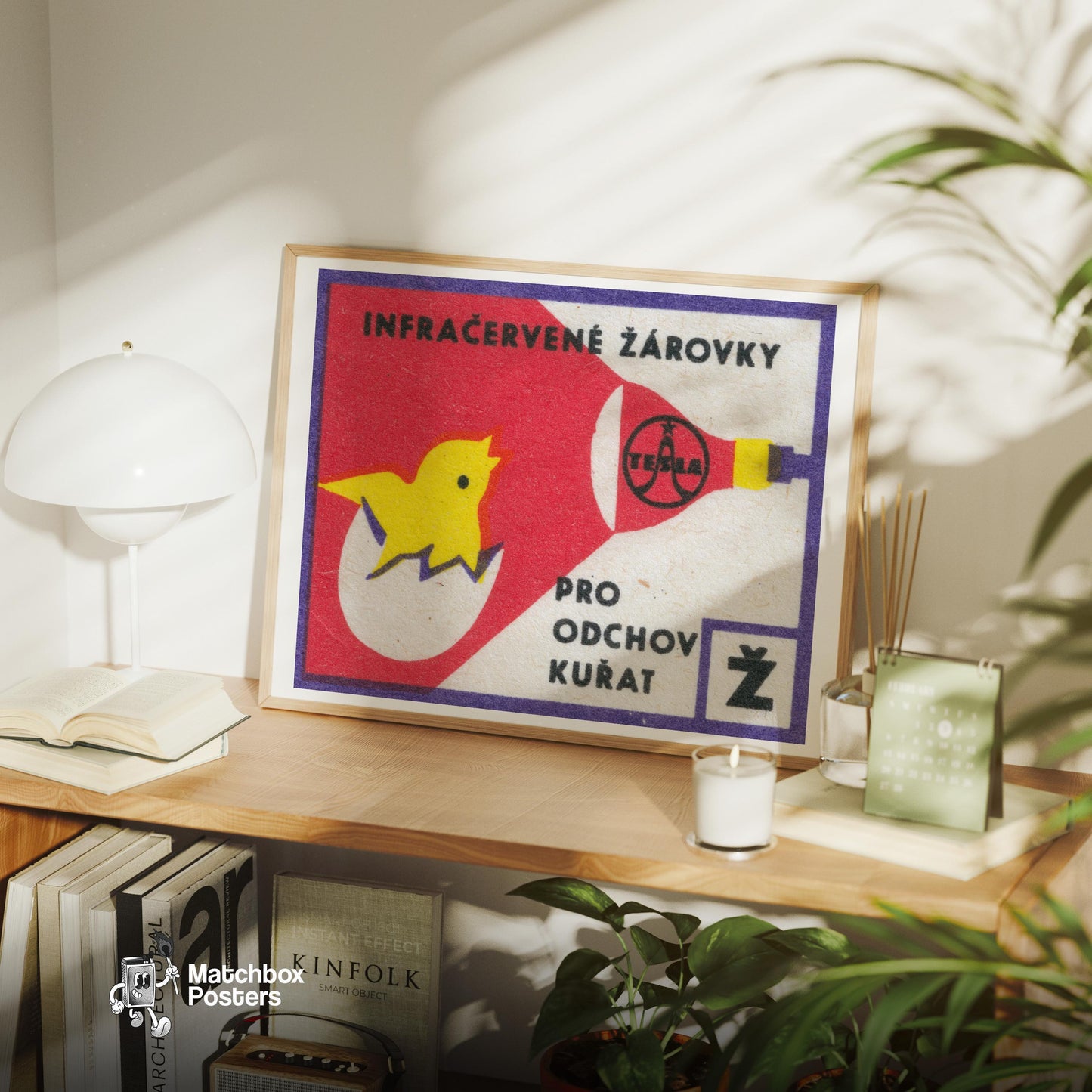 Hatching Chicks - vintage matchbox label print - office wall