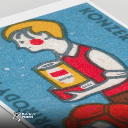 Hiker with Canned Food - vintage matchbox label print - close-up detail