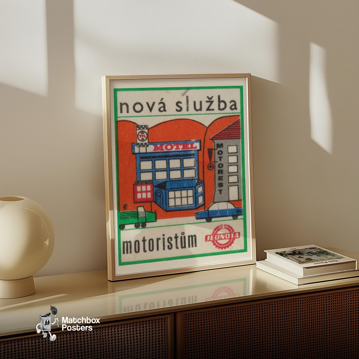 Motorist Service - vintage matchbox label print - size comparison