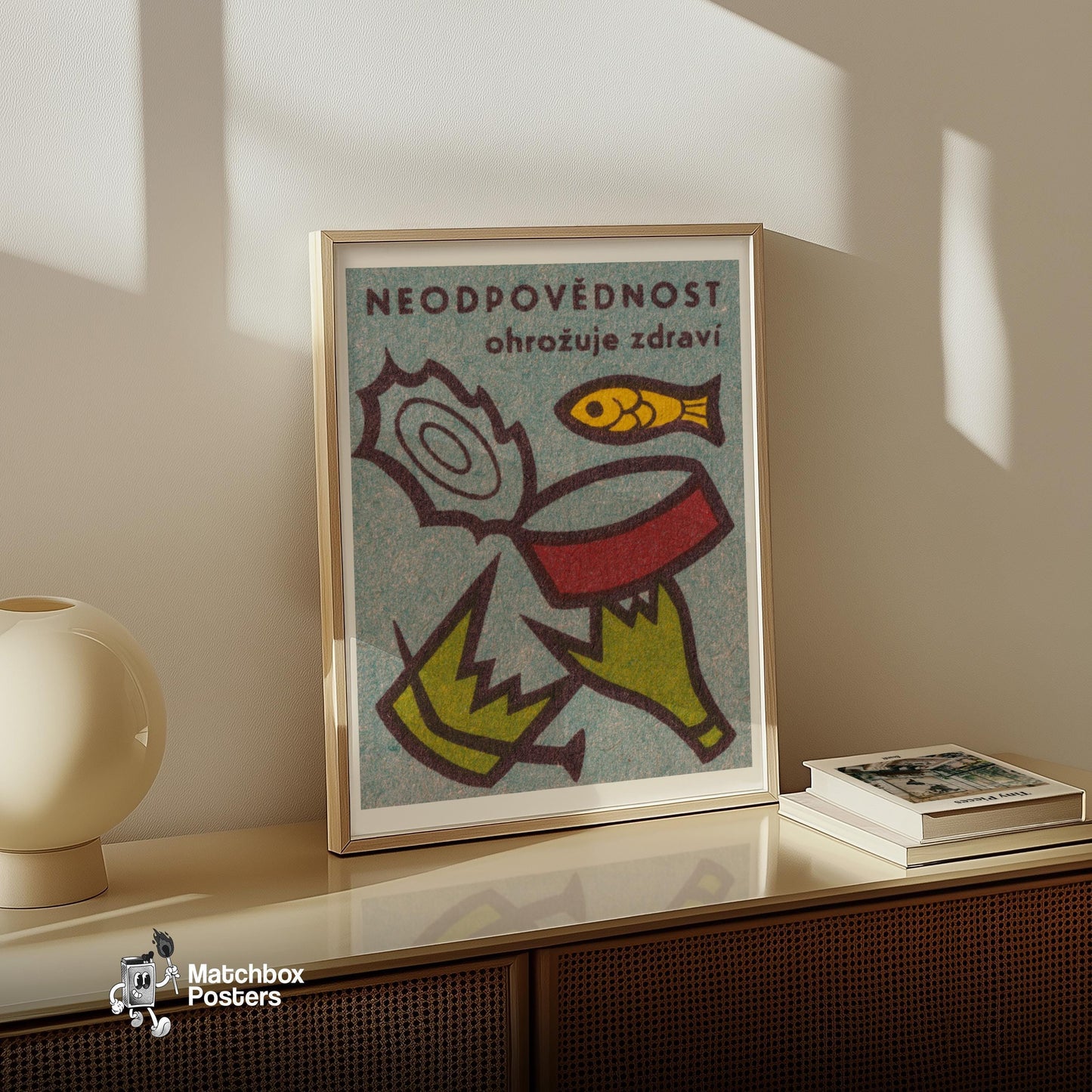 Irresponsibility Endangers Health - vintage matchbox label print - size comparison